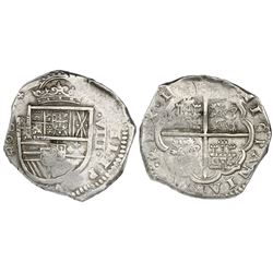 Madrid, Spain, cob 8 reales, Philip III, assayer O-G below mintmark MD to left (1620), very rare.