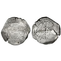 Seville, Spain, cob 8 reales, 1633, assayer R above mintmark S to left (unlisted), border of dots on