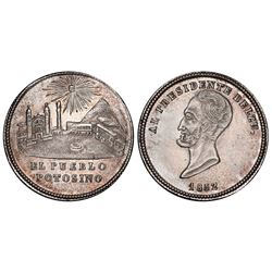 Potosi, Bolivia, 1 sol, 1852, Belzu / Plaza de Potosi, PCGS MS63.