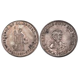 La Paz, Bolivia, 1 sol, 1857, Linares / Minerva, PCGS AU58.