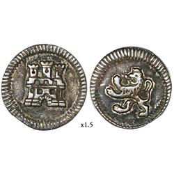 Bogota, Colombia, 1/4 real, anepigraphic issue, Ferdinand VI or Charles III, no date or mintmark or
