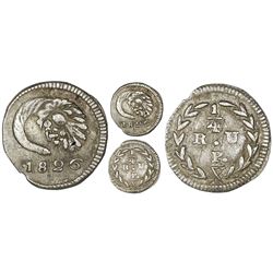 Popayan, Colombia, 1/4 real, 1826RU, mintmark below denomination, extremely rare (unlisted).