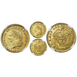 Medellin, Colombia, gold 2 pesos, 1871, NGC MS 64.