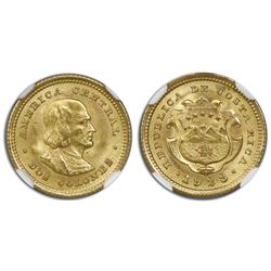 Costa Rica, gold 2 colones, 1928, Columbus, NGC MS 66.