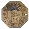 Image 1 : St. Thomas, Danish West Indies, octagonal uniface brass 2 lb ice token (GOOD FOR 2 LB ICE), Raven & 