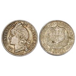 Dominican Republic (struck at the Paris mint), 50 centesimos, 1891-A, NGC MS 64.