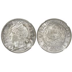 Dominican Republic, 1/2 peso, 1897-A, small mintmark, NGC MS 62.