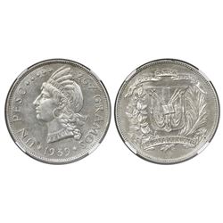 Dominican Republic (struck at the Philadelphia mint), 1 peso, 1939, NGC AU 55, ex-Rudman.