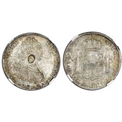 Great Britain, 1 dollar, oval George III countermark (1797-99) on a Potosi, Bolivia, bust 8 reales, 