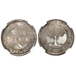 Tegucigalpa, Honduras (Central American Republic), 2 reales, 1831F, NGC AU 53.