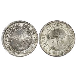 Tegucigalpa, Honduras, low silver 2 reales (provisional), 1832F, NGC VF 25.