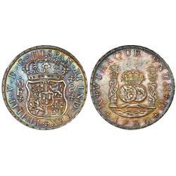 Mexico City, Mexico, pillar 8 reales, Philip V, 1738MF, NGC AU 55, ex-Potomac Collection (stated on