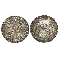 Mexico City, Mexico, pillar 2 reales, Philip V, 1735/5/?MF.