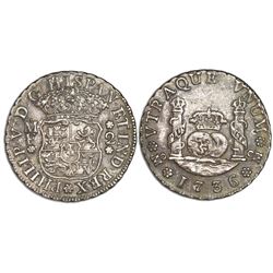 Mexico City, Mexico, pillar 2 reales, Philip V, 1736MF.