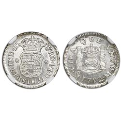 Mexico City, Mexico, pillar 1/2 real, Ferdinand VI, 1752M, NGC MS 65.