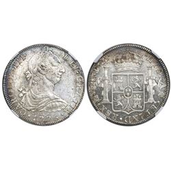 Mexico City, Mexico, bust 8 reales, Charles III, 1776FM, NGC AU 58.