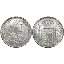 Mexico City, Mexico, bust 8 reales, Ferdinand VII transitional (armored bust), 1810HJ, NGC MS 61.