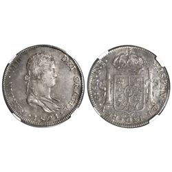Guadalajara, Mexico, bust 8 reales, Ferdinand VII, 1821FS, NGC AU 55.