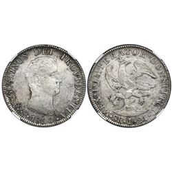 Mexico City, Mexico, 8 reales, Iturbide, 1822JM, long, smooth truncation, 8 R J M below eagle, NGC M