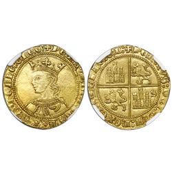 Seville, Spain (Castile and Leon), gold dobla, Pedro I ("the Cruel," 1350-69), NGC MS 64, finest kno