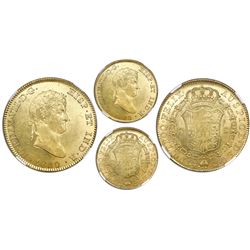 Madrid, Spain, bust gold 8 escudos, Ferdinand VII, 1820GJ (dot between G and J), NGC MS 62, finest k