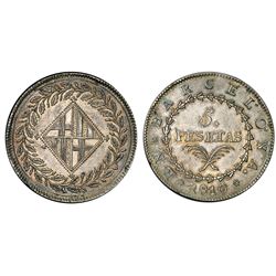 Barcelona, Spain, 5 pesetas, 1810, PCGS AU55.