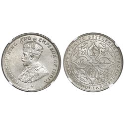 Straits Settlements (under Great Britain), silver 1 dollar, George V, 1920, NGC MS 62.