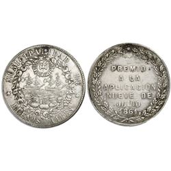 Buenos Aires, Argentina, silver medal, 1861, Premio a La Aplicacion (prize), by Rosario Grande.