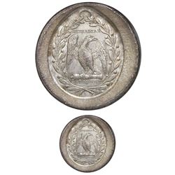 Colombia, oval silver uniface medal trial strike (on a round flan), GIBRALTAR DE AMERICA, (ca. 1825)