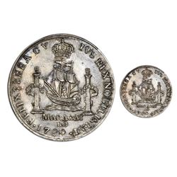 Bogota, Colombia (for Maracaibo, Venezuela), silver uniface 4R-sized proclamation medal die trial, C