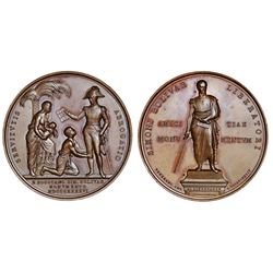 Colombia (struck in Italy), large copper medal, 1846, Bolivar / Abolition of Slavery.