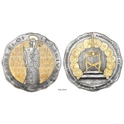 France (Paris mint), large selectively gilt silver medal, 1972, Saint Eligius, EE/XXV, with original