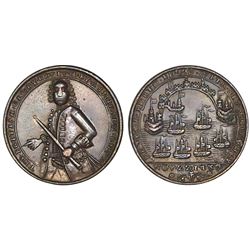 Great Britain, small copper-alloy Admiral Vernon medal, 1739, Porto Bello, Vernon alone, ex-Adams.