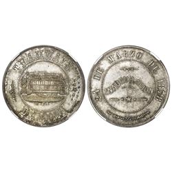 Lima, Peru, silver medal, 1878, Lima Tramways, NGC MS 64, ex-Cotoca Collection (stated on label).