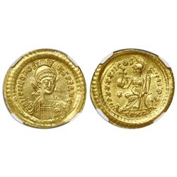 Eastern Roman Empire, AV solidus, Theodosius II, 402-450 AD, Constantinople mint, NGC MS, strike 5/5