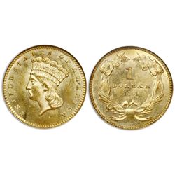 USA (Philadelphia mint), $1 Indian Princess, 1861, Type 3, NGC MS 63.