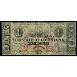 Baton Rouge, Confederate States, State of Louisiana, $1, 24-2-1862, series A, serial 14677.