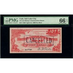 Salt Lake City, Utah, Bishop's General Storehouse, 10 cents of meat, April 1st, 1898, serial 11037,