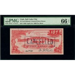 Salt Lake City, Utah, Bishop's General Storehouse, 10 cents of meat, April 1st, 1898, serial 11037, 