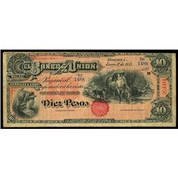 Bogota, Colombia, Banco Nacional, 10 pesos, 30-10-1899 overprint on Bogota, Colombia, Banco de la Un