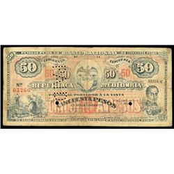 Bogota, Colombia, Banco Nacional, 50 pesos, 30-9-1900, series C, serial 03266.
