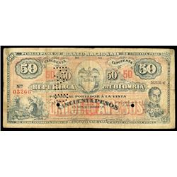 Bogota, Colombia, Banco Nacional, 50 pesos, 30-9-1900, series C, serial 03266.