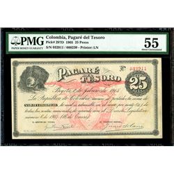 Bogota, Colombia, Pagare del Tesoro, 25 pesos, 1-2-1905, serial 032911 / 000230, PMG AU 55.