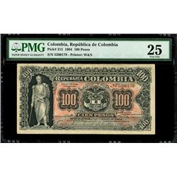 Bogota, Colombia, Republica de Colombia, 100 pesos, April 1904, serial 5200178, PMG VF 25.