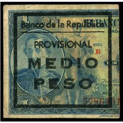 Bogota, Colombia, Banco de la Republica, 1/2 peso, no date (1942) Group 1 overprint on Banco de la R