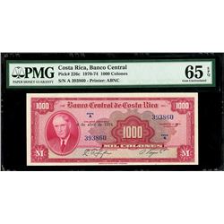 San Jose, Costa Rica, Banco Central de Costa Rica, 1000 colones, 4-4-1974, series A, serial 393860, 