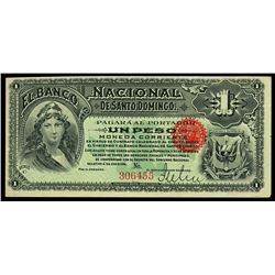 Santo Domingo, Dominican Republic, Banco Nacional de Santo Domingo, 1 peso remainder, no date (1889)