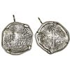 Image 1 : Potosi, Bolivia, cob 8 reales, Philip III, assayer R, Grade 1, ex-Atocha (1622), mounted shield-side