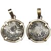 Image 1 : Potosi, Bolivia, cob 8 reales, (16)49O, ex-Capitana (1654), mounted cross-side out in 14K rose-gold 