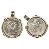 Image 1 : Kingdom of Macedon, AR tetradrachm, Philip III, 323-317 BC, mounted head-side out in 14K bezel.